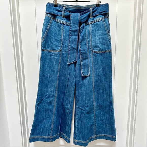 ANTHROPOLOGIE Pilcro High Rise Crop Wide Leg Jeans w/ Belt - Picture 2 of 13